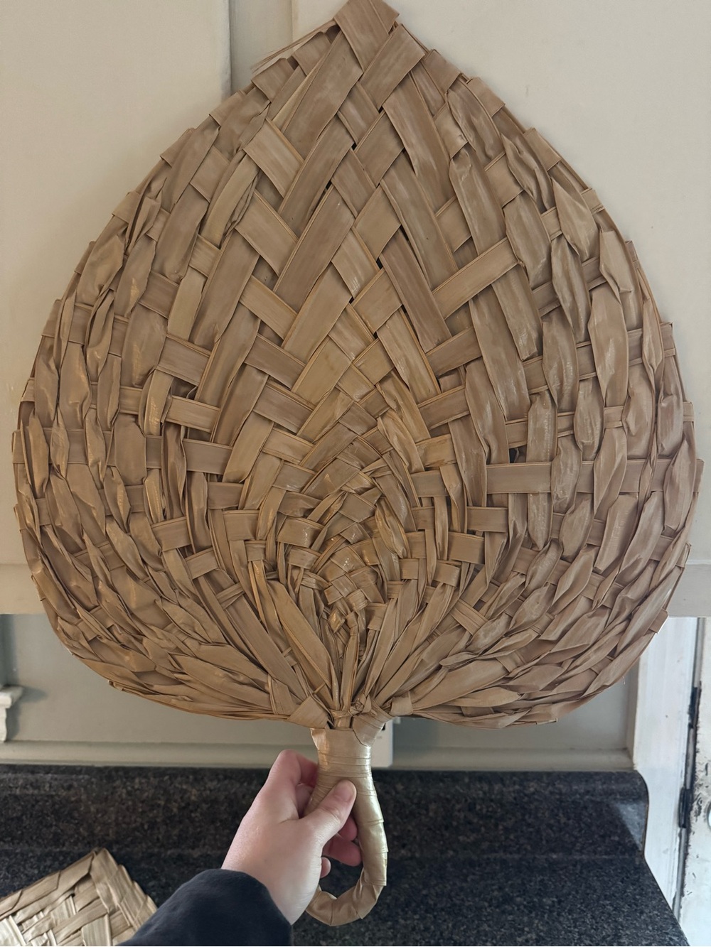 Vintage Boho Wall Hanging Set of 2 Hand Woven Straw Fans - Picture 6 of 9